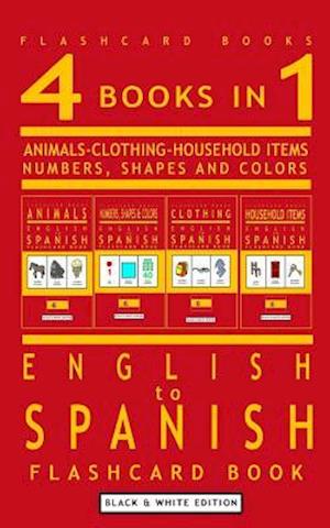 4 books in 1 - English to Spanish Kids Flash Card Book