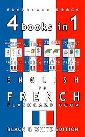 4 Books in 1 - English to French Kids Flash Card Book