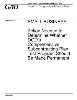 Small Business, Action Needed to Determine Whether Dod's Comprehensive Subcontracting Plan Test Program Should Be Made Permanent