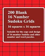 200 Blank 16 Number Sudoku Grids