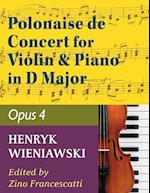 Wieniawski Henryk Polonaise de Concert In D Major Op 4. Violin and Piano by Francescatti International