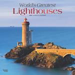 World's Greatest Lighthouses 2025 12 X 24 Inch Monthly Square Wall Calendar Foil Stamped Cover Plastic-Free