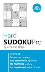 Hard Sudoku Pro: Book for Experienced Puzzlers (200 puzzles) Vol. 32 