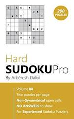 Hard Sudoku Pro: Book for Experienced Puzzlers (200 puzzles) Vol. 88 