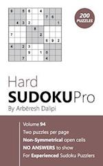 Hard Sudoku Pro: Book for Experienced Puzzlers (200 puzzles) Vol. 94 