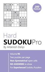 Hard Sudoku Pro: Book for Experienced Puzzlers (200 puzzles) Vol. 96 