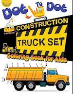 Dot to Dot Construction Truck Set Coloring Book for Kids