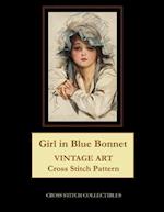 Girl in Blue Bonnet: Vintage Art Cross Stitch Pattern 