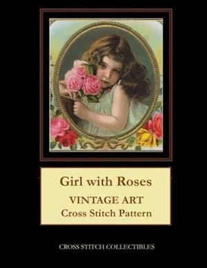 Girl with Roses: Vintage Art Cross Stitch Pattern