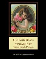 Girl with Roses: Vintage Art Cross Stitch Pattern 