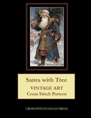 Santa with Tree: Vintage Art Cross Stitch Pattern