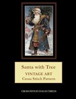 Santa with Tree: Vintage Art Cross Stitch Pattern 