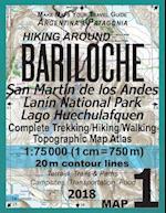 Hiking Around Bariloche Map 1 San Martin de los Andes, Lanin National Park, Lago Huechulafquen Complete Trekking/Hiking/Walking Topographic Map Atlas