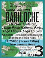 Hiking Around Bariloche Map 3 El Bolson, El Maiten, Lago Puelo National Park, Lago Cholila, Lago Epuyen Complete Trekking/Hiking/Walking Topographic M