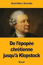 de L'Epopee Chretienne Jusqu'a Klopstock