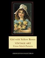 Girl with Yellow Roses: Vintage Art Cross Stitch Pattern 