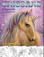 Unicorns. Grayscale Coloring Book