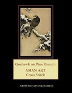 Goshawk on Pine Branch: Asian Art Cross Stitch Pattern 