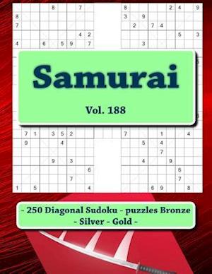 Samurai - 250 Diagonal Sudoku - Puzzles Bronze - Silver - Gold - Vol. 188