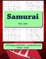 Samurai - 250 Diagonal Sudoku - Puzzles Bronze - Silver - Gold - Vol. 188
