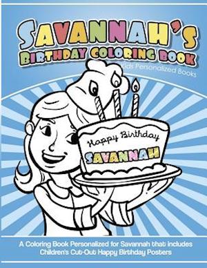 Savannah's Birthday Coloring Book Kids Personalized Books