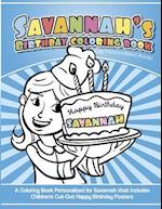 Savannah's Birthday Coloring Book Kids Personalized Books