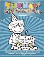 Thomas's Birthday Coloring Book Kids Personalized Books