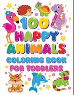 100 Happy Animals Coloring Book for Toddlers