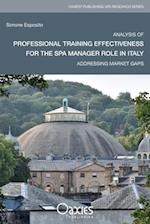 Analysis of Professional Training Effectiveness For The Spa Manager Role In Italy: Addressing Market Gaps 