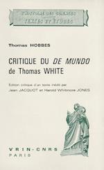 Critique Du de Mundo de Thomas White