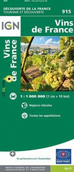 Wines of France Map : Vins du France, IGN 915