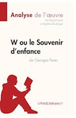 W ou le Souvenir d'enfance de Georges Perec (Analyse de l'oeuvre)