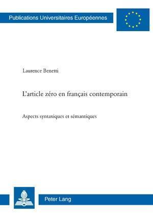 L'Article Zero En Francais Contemporain