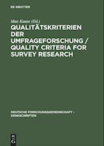 Qualitatskriterien Dere Umfrageforschung