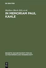 In Memoriam Paul Kahle