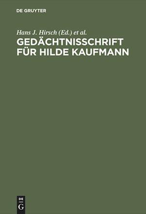 Gedächtnisschrift Für Hilde Kaufmann