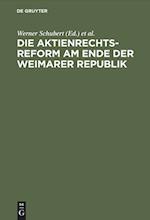 Die Aktienrechtsreform am Ende der Weimarer Republik