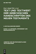 Allgemeines, Römerbrief und Ergänzungsliste