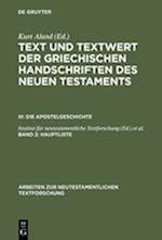 Text Und Textwert Der Griechischen Handschriften Des Neuen Testaments, Band 2, Hauptliste