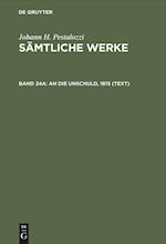 Sämtliche Werke, Band 24a, an Die Unschuld, 1815 (Text)