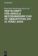 Festschrift für Gerold Bezzenberger zum 70. Geburtstag am 13. März 2000
