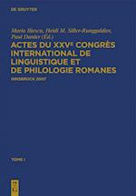 Actes du XXVe Congrès International de Linguistique et de Philologie Romanes