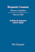 ¿uvres complètes, XIII, Articles de journaux (1819¿1820)