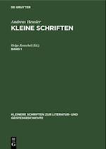 Andreas Heusler: Kleine Schriften. Band 1