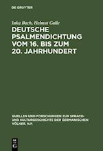 Deutsche Psalmendichtung vom 16. bis zum 20. Jahrhundert