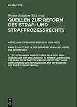 Sitzungen vom Oktober 1929–Juni 1930 (Abschluß der Beratungen in erster Lesung und der §§ 86 ff. in zweiter Lesung. Gesetzentwurf zum Schutze der Republik und zur Befriedung des politischen Lebens)