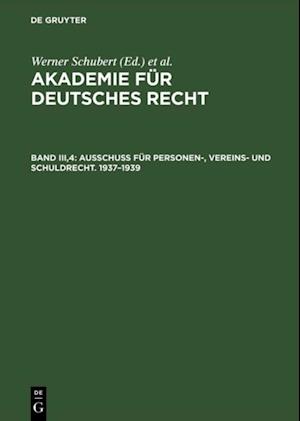 Ausschuß für Personen-, Vereins- und Schuldrecht. 1937–1939