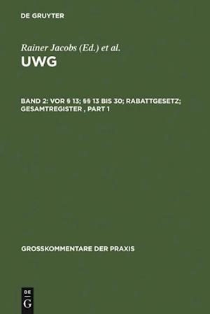 Vor § 13; §§ 13 bis 30; Rabattgesetz; Gesamtregister