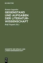 Gegenstand und Aufgaben der Literaturwissenschaft