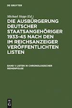 Listen in chronologischer Reihenfolge